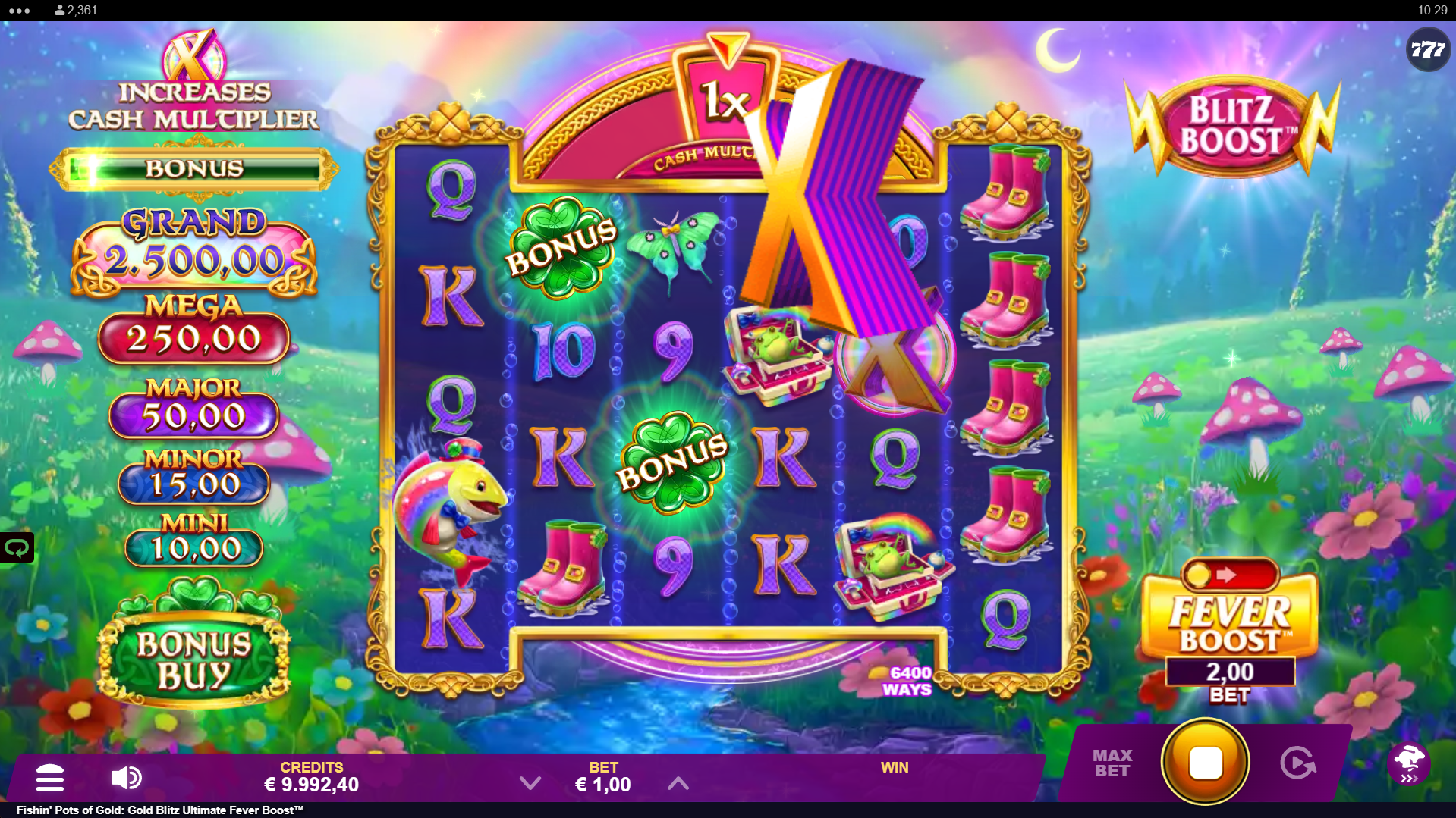 Fishin' Pots of Gold: Gold Blitz Ultimate Fever Boost cash multiplier increase symbol landing