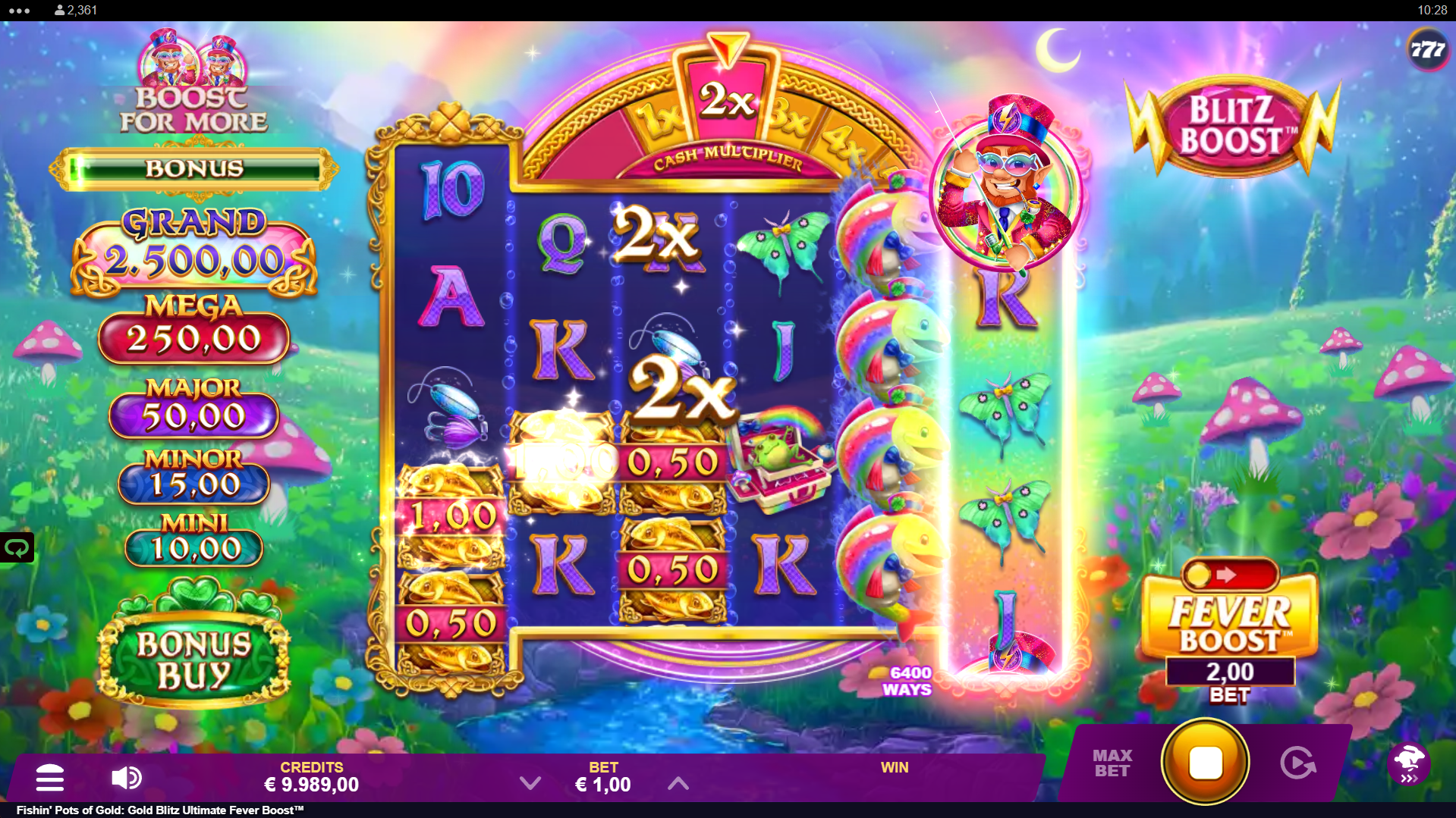 Fishin' Pots of Gold: Gold Blitz Ultimate Fever Boost collect feature triggered