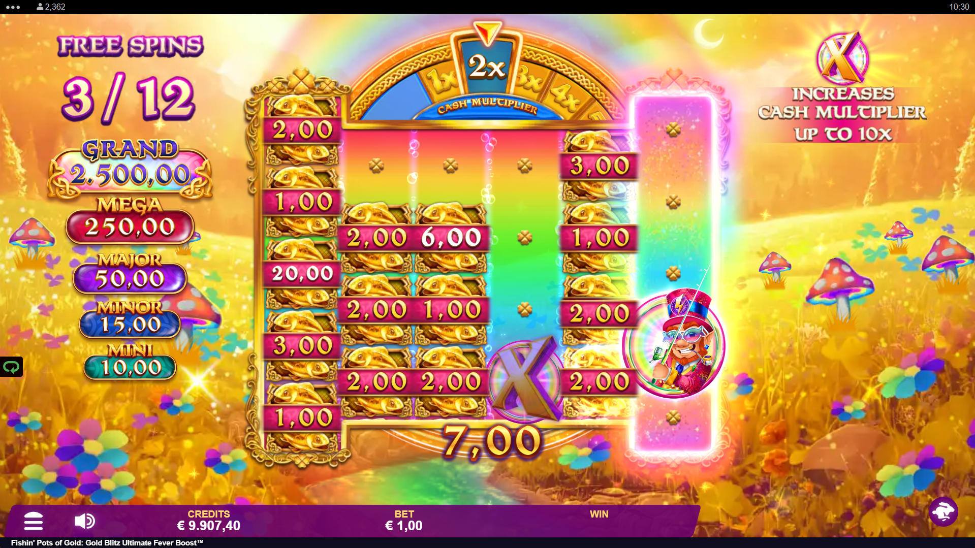 Fishin' Pots of Gold: Gold Blitz Ultimate Fever Boost free spins bonus in play