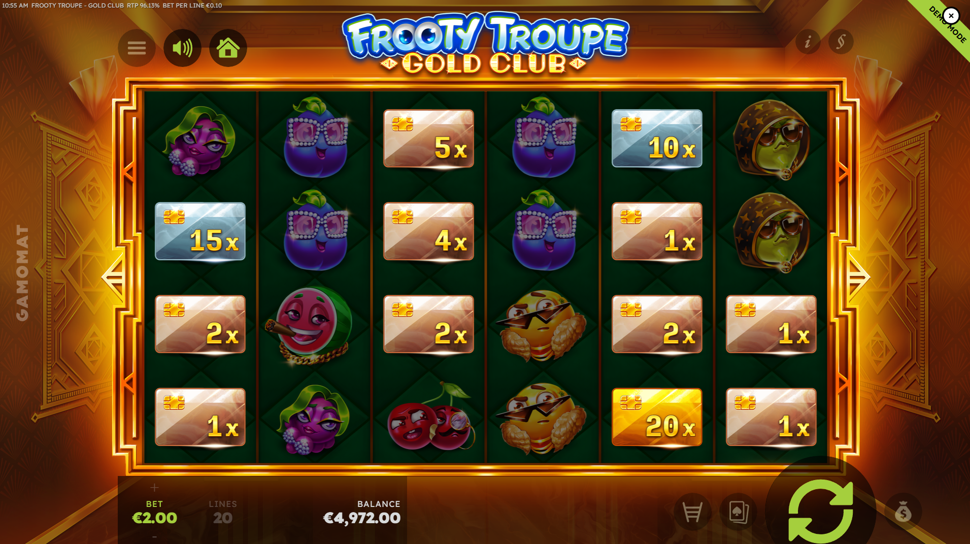 Frooty Troupe Gold Club Instant Prize big win screen