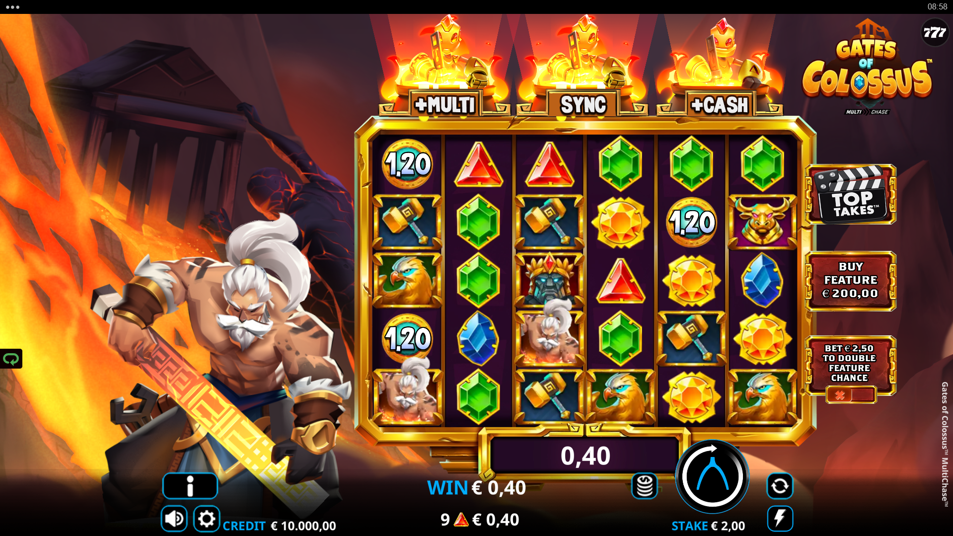 Gates of Colossus MultiChase base game reels in play