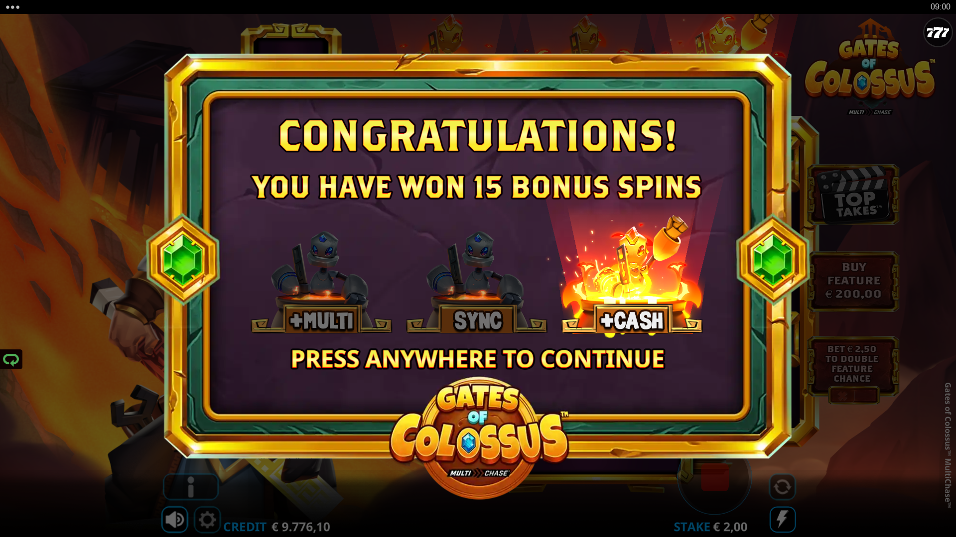 Gates of Colossus MultiChase bonus feature trigger screen