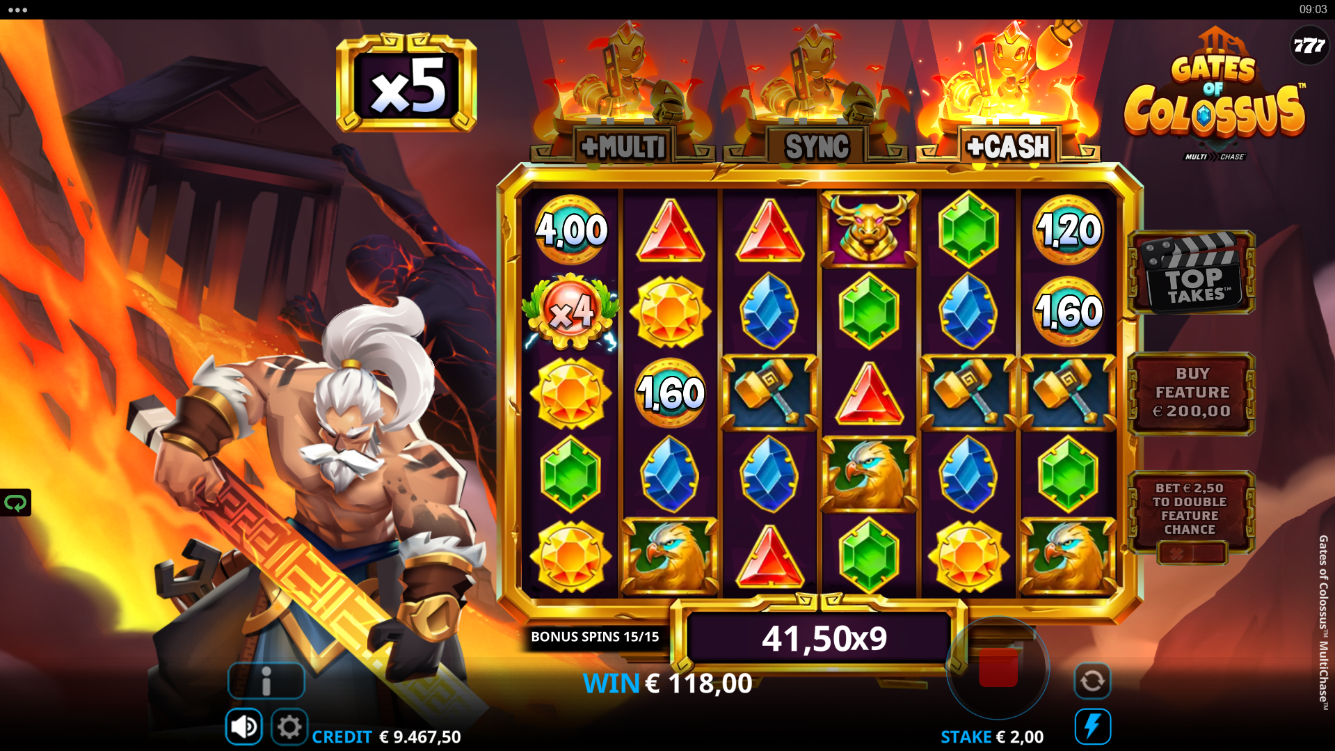 Gates of Colossus MultiChase free spins bonus round