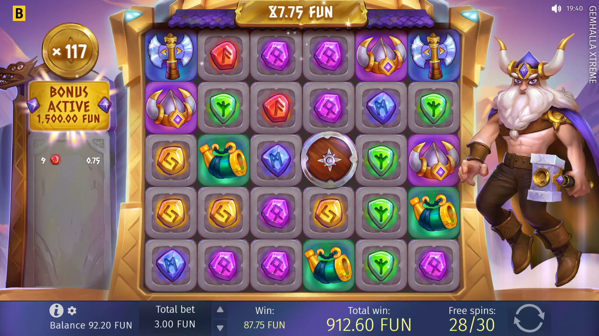 Gemhalla Xtreme Beyond Godlike Bonus starting with a 100x multiplier