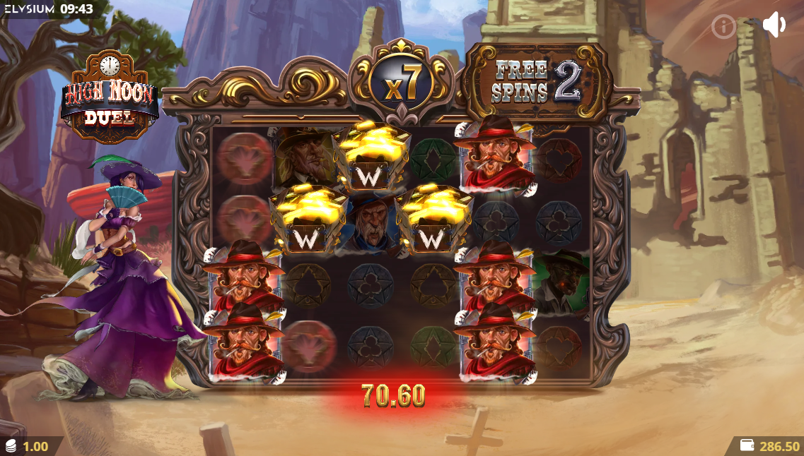 High Noon Duel Pistol Belle bonus mode with wild feature active