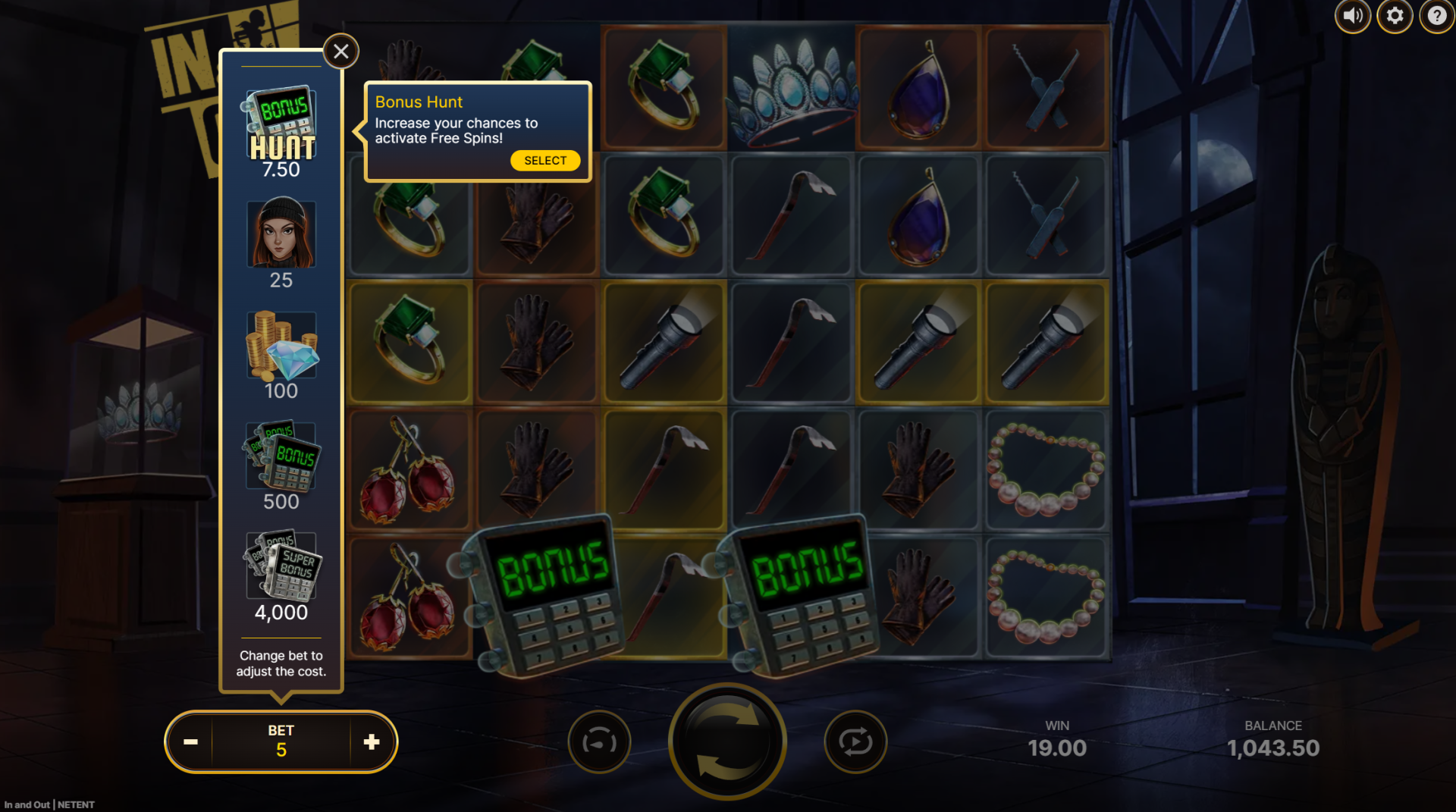In & Out Elevate Feature bonus buy options screenshot