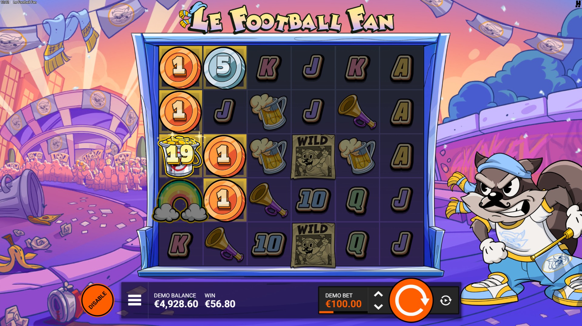 Le Football Fan Rainbow FeatureSpins bonus buy mode with guaranteed Rainbow symbol