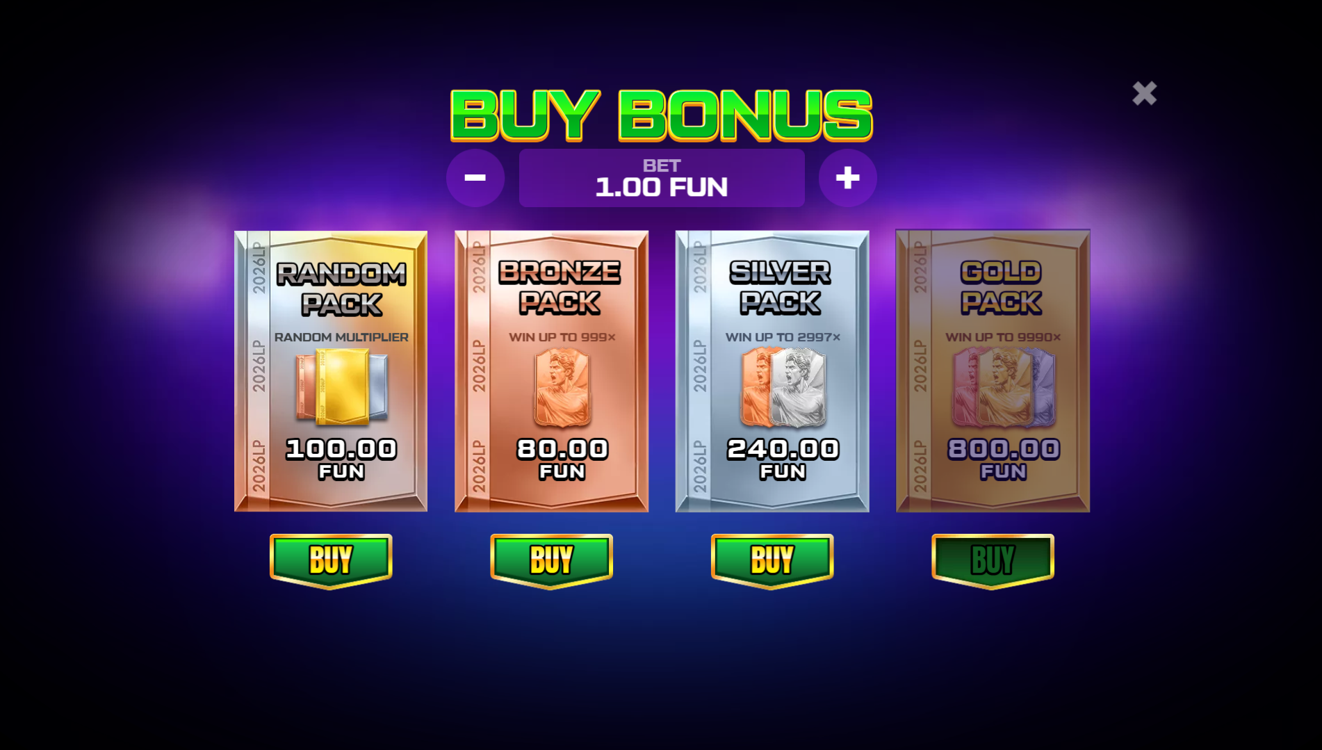 Lucky Pack 2026 World Cup bonus buy menu