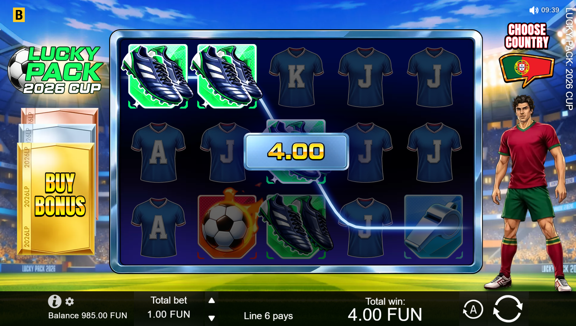 Lucky Pack 2026 World Cup - 10 fixed paylines paytable