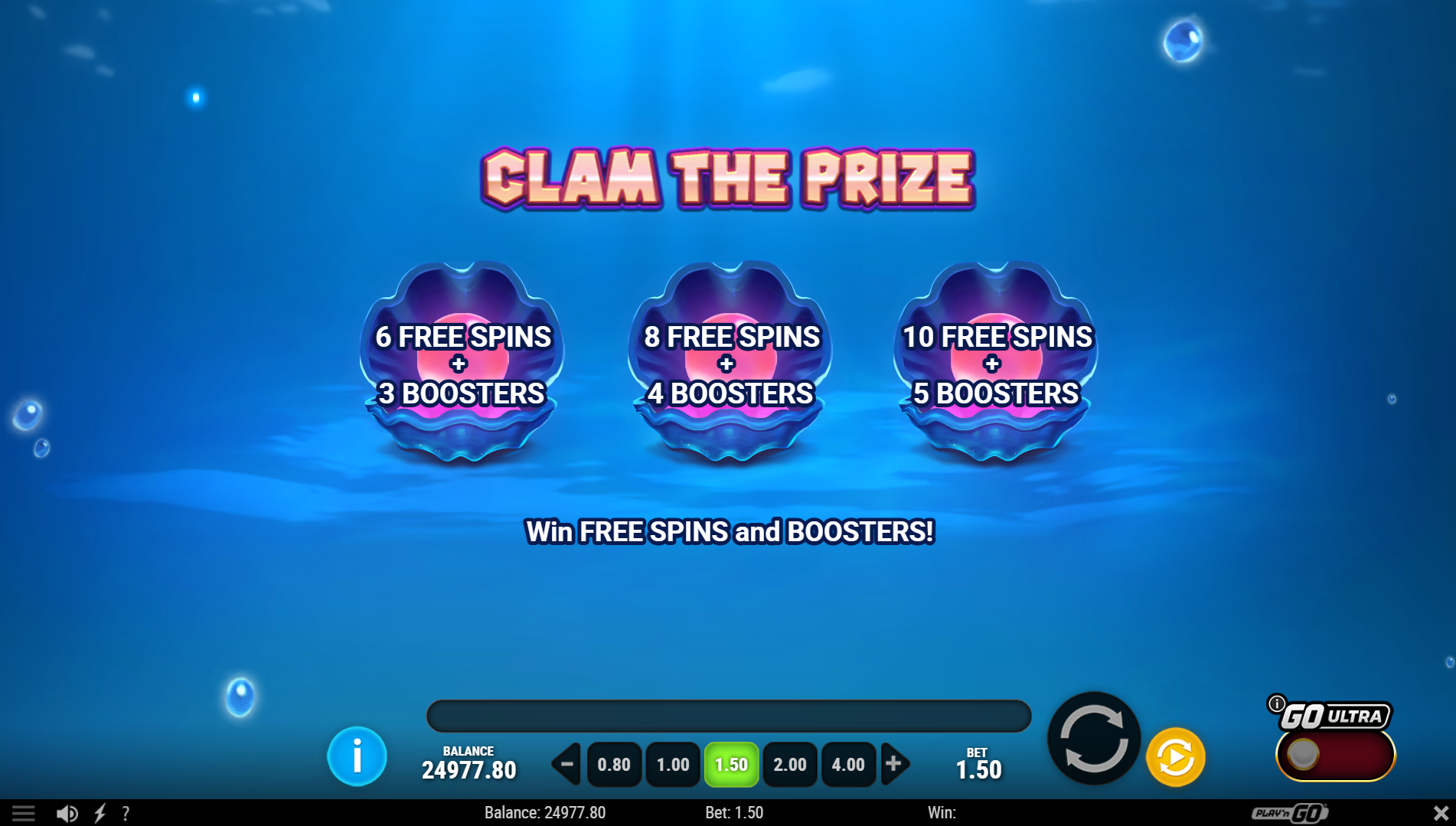 Manta Mayhem Clam Prize Feature pick screen