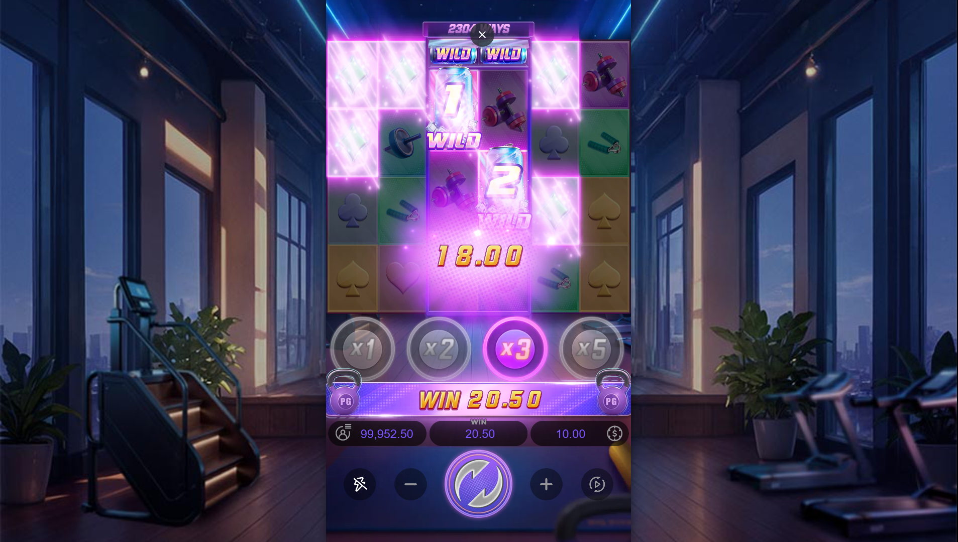 Mighty Mania Wild Transformation and Multiplier feature active on the reels