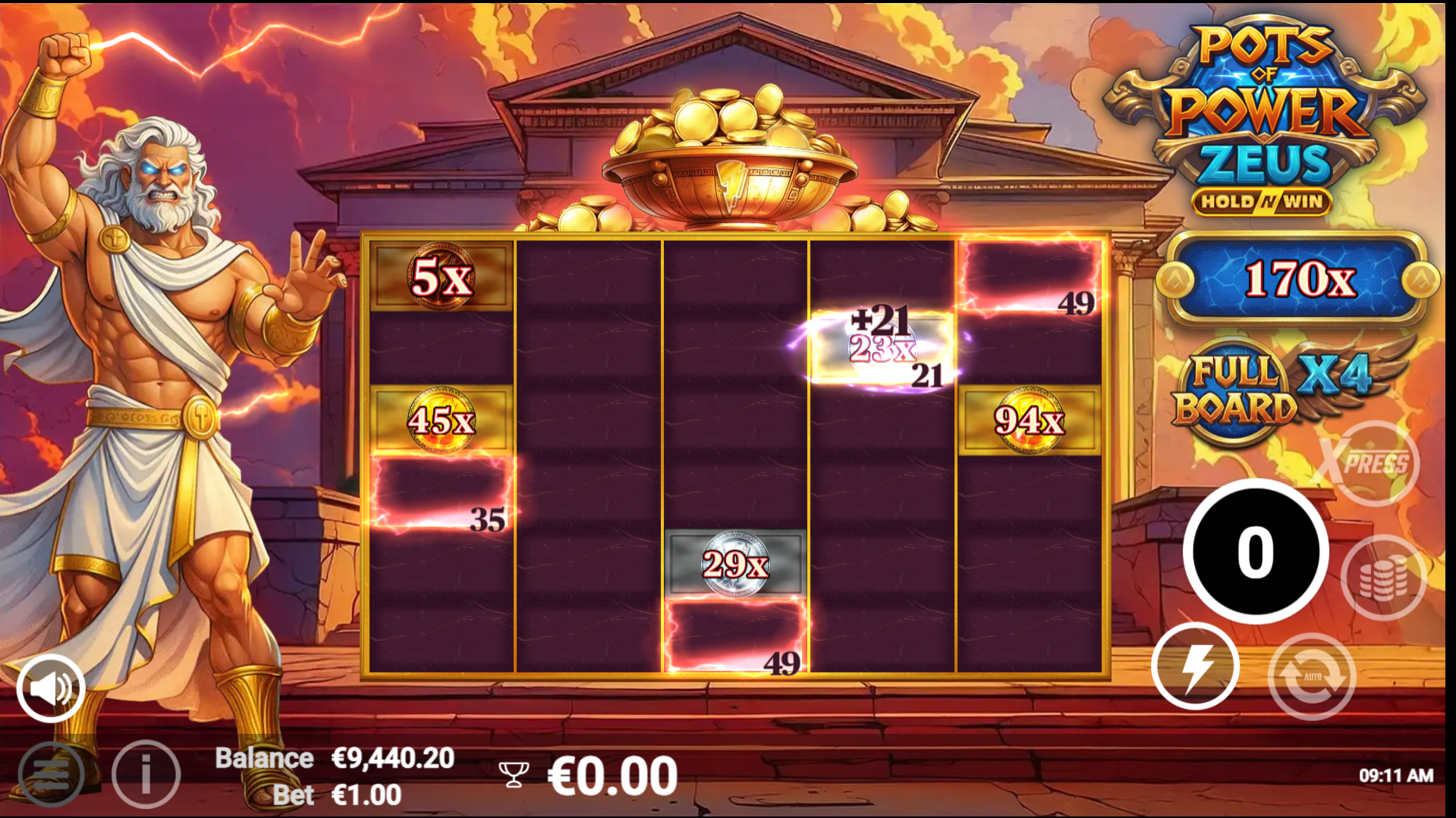 Pots of Power: Zeus bonus play screenshot
