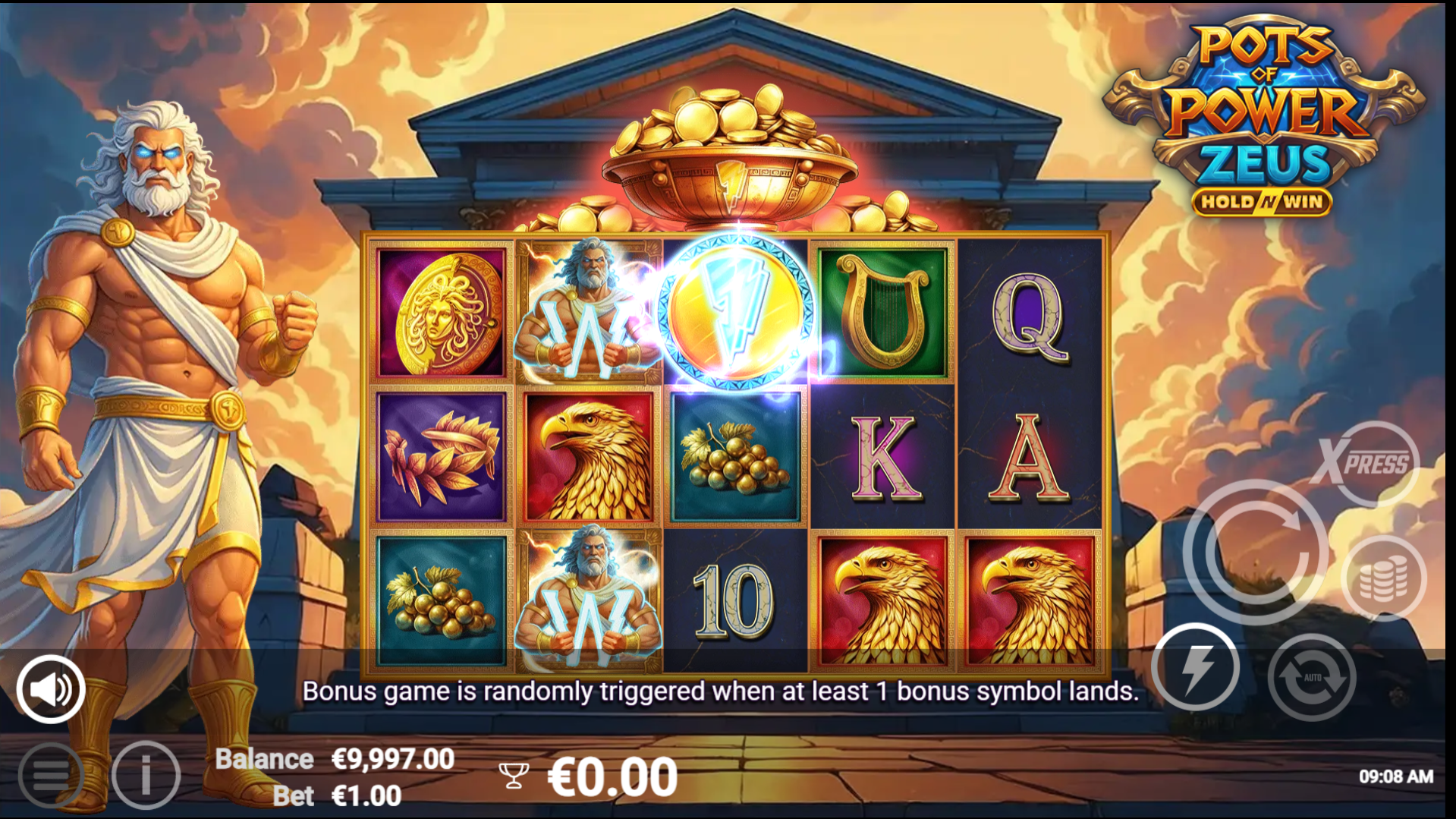 Pots of Power: Zeus bonus symbol screenshot