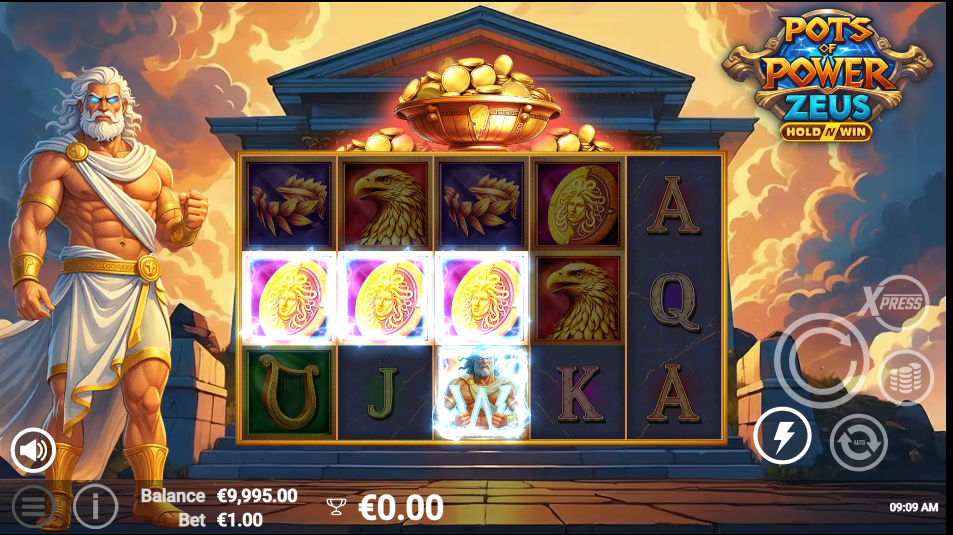 Pots of Power: Zeus showing 25 fixed paylines screenshot