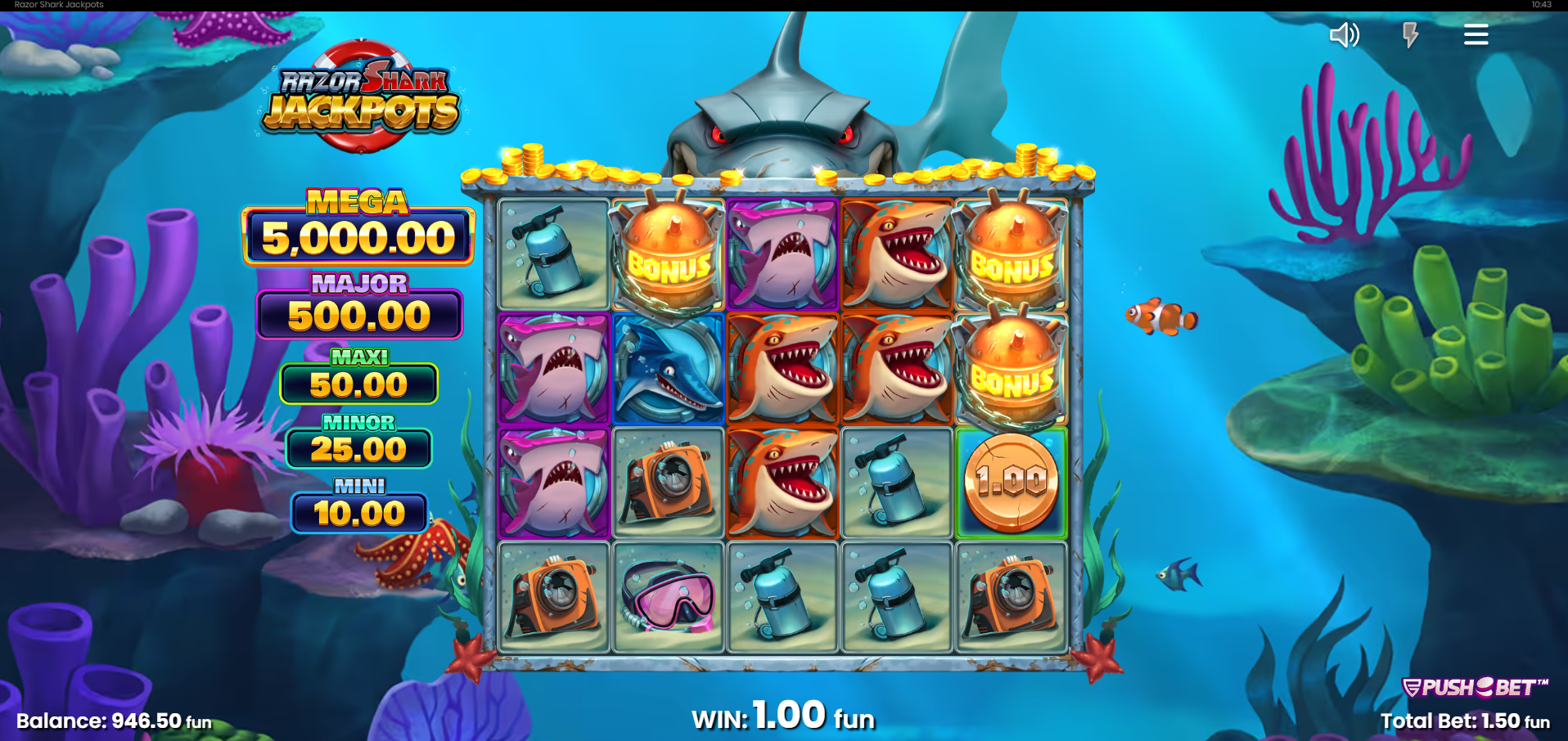 Razor Shark Jackpots Free Spins Trigger activation screen