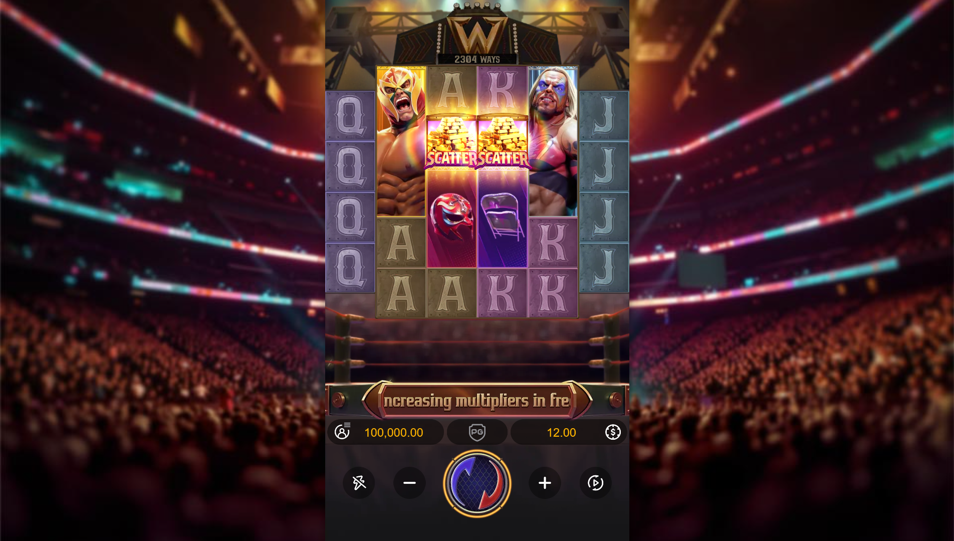 Reel Royale Showdown base game showing 6-reel layout with Wild Addition slots above the reels
