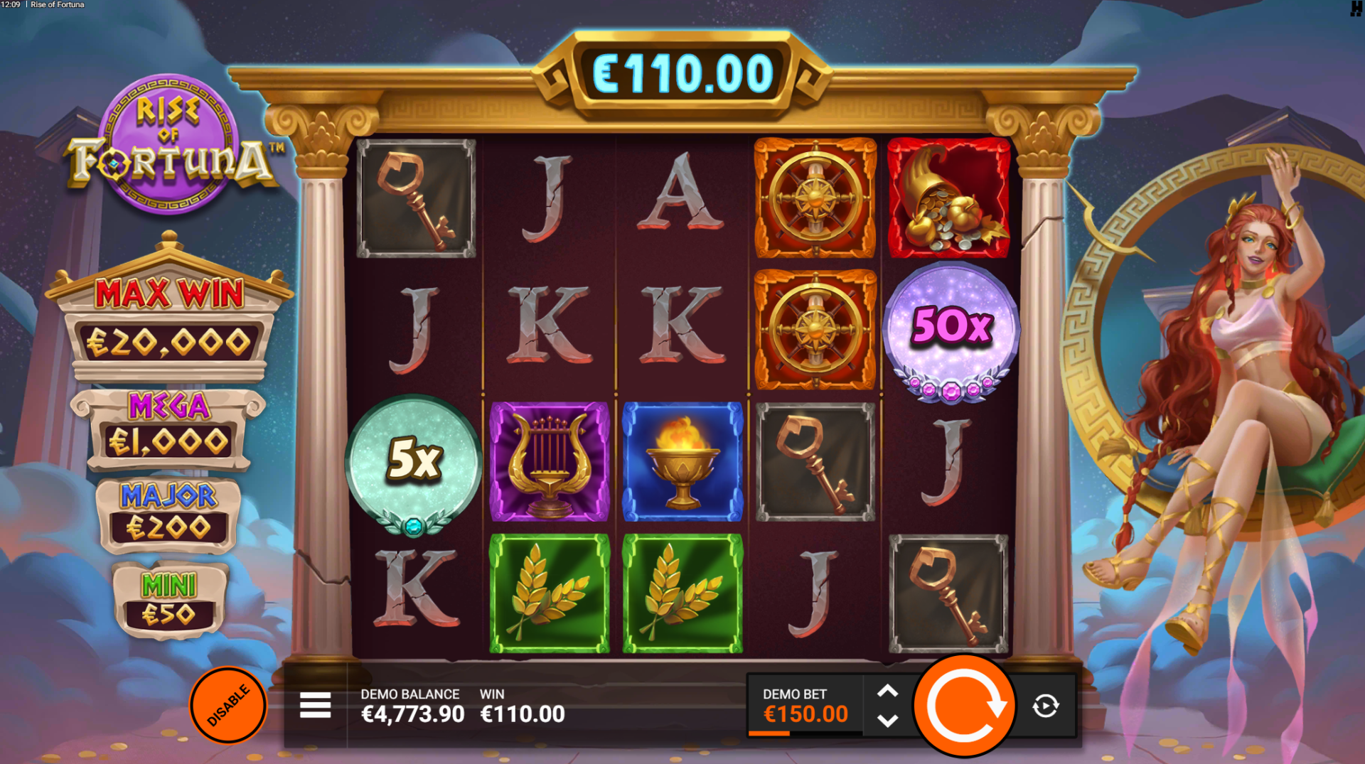 Rise of Fortuna slot Fortuna's Favour feature spins