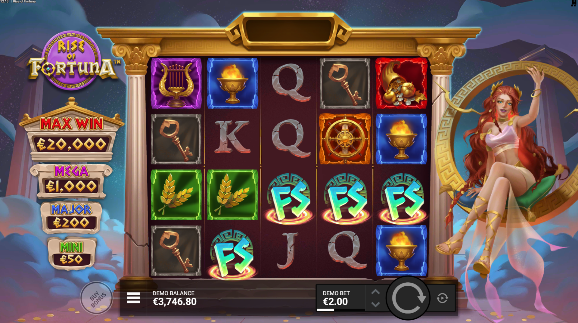 Rise of Fortuna slot She Who Spins 4 scatter bonus