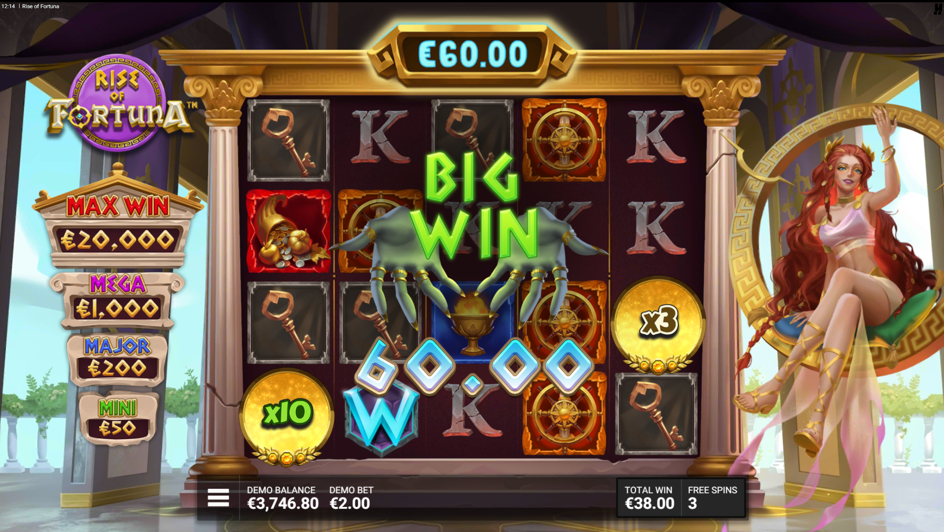 Rise of Fortuna slot She Who Spins bonus win