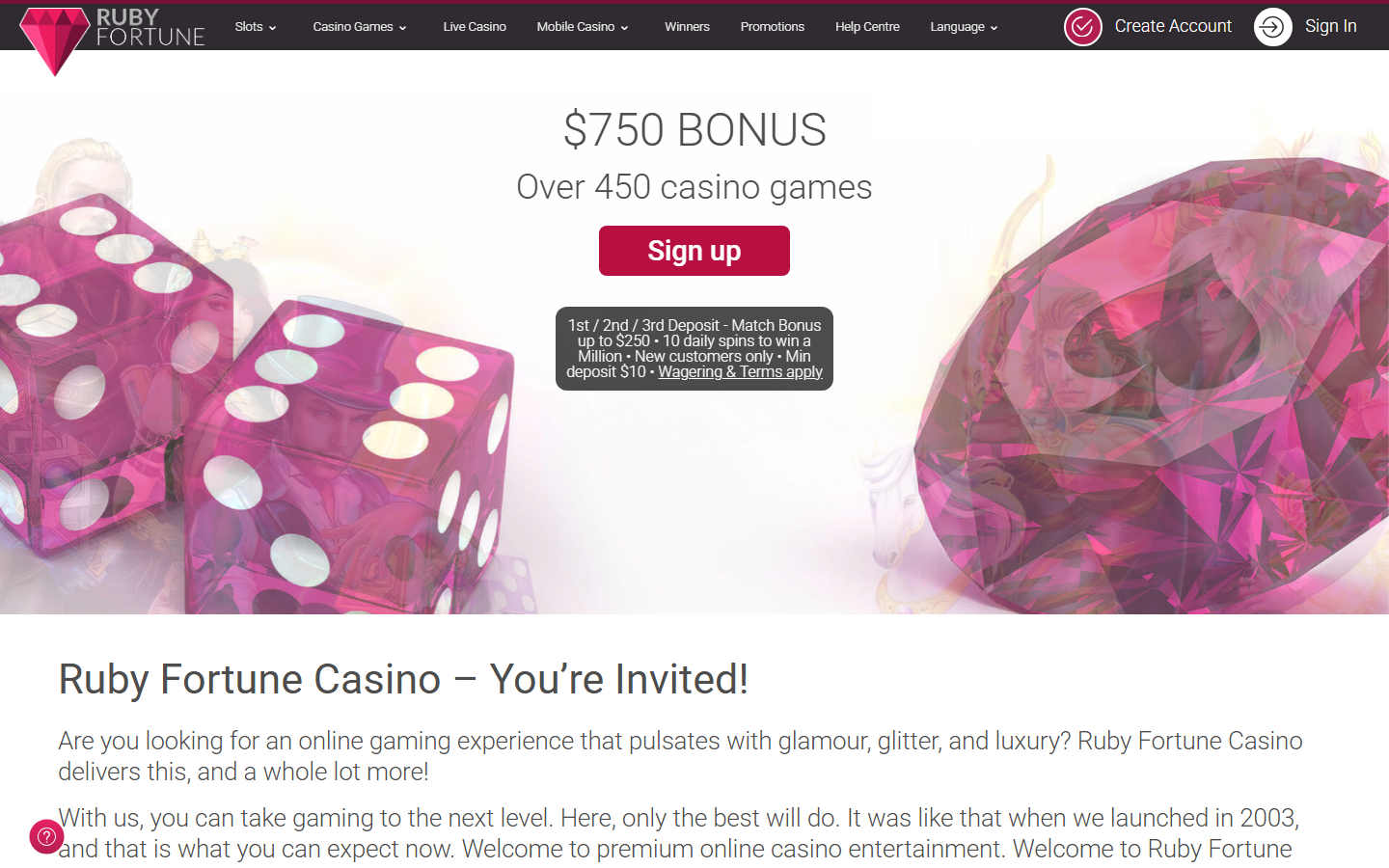 Ruby Fortune Homepage