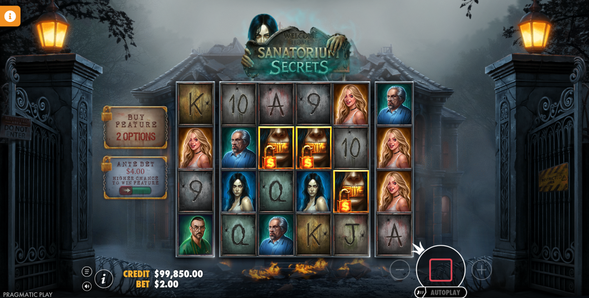 Sanatorium Secrets showing 3 Scatter Symbols triggering the Free Spins bonus