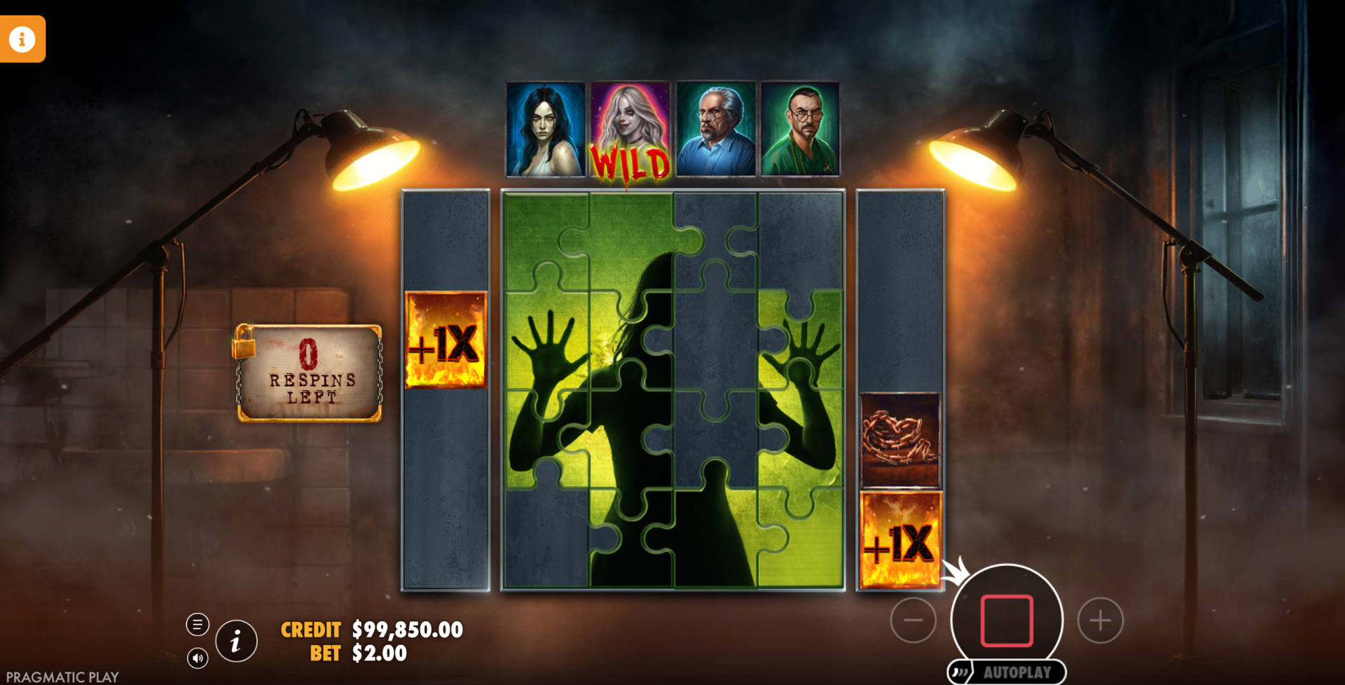 Sanatorium Secrets Puzzle Feature screen before Free Spins begin