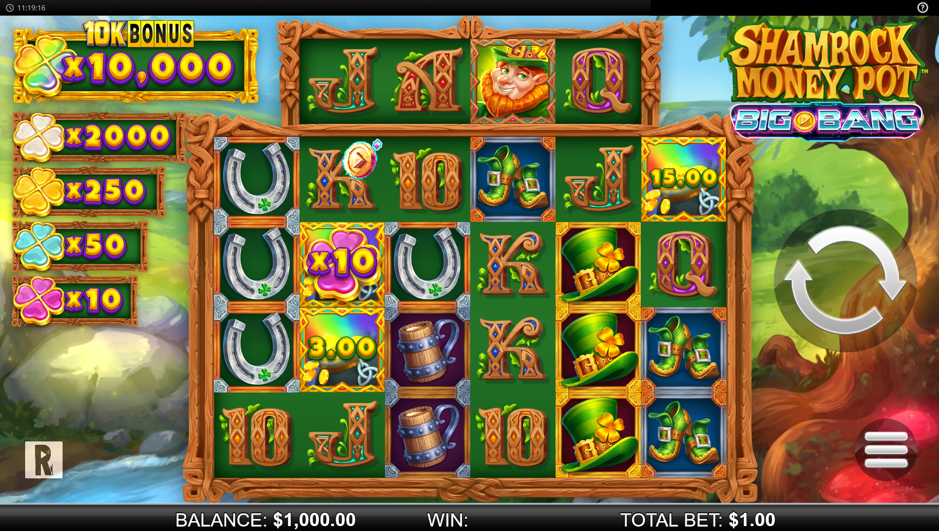 Shamrock Money Pot Big Bang base game play