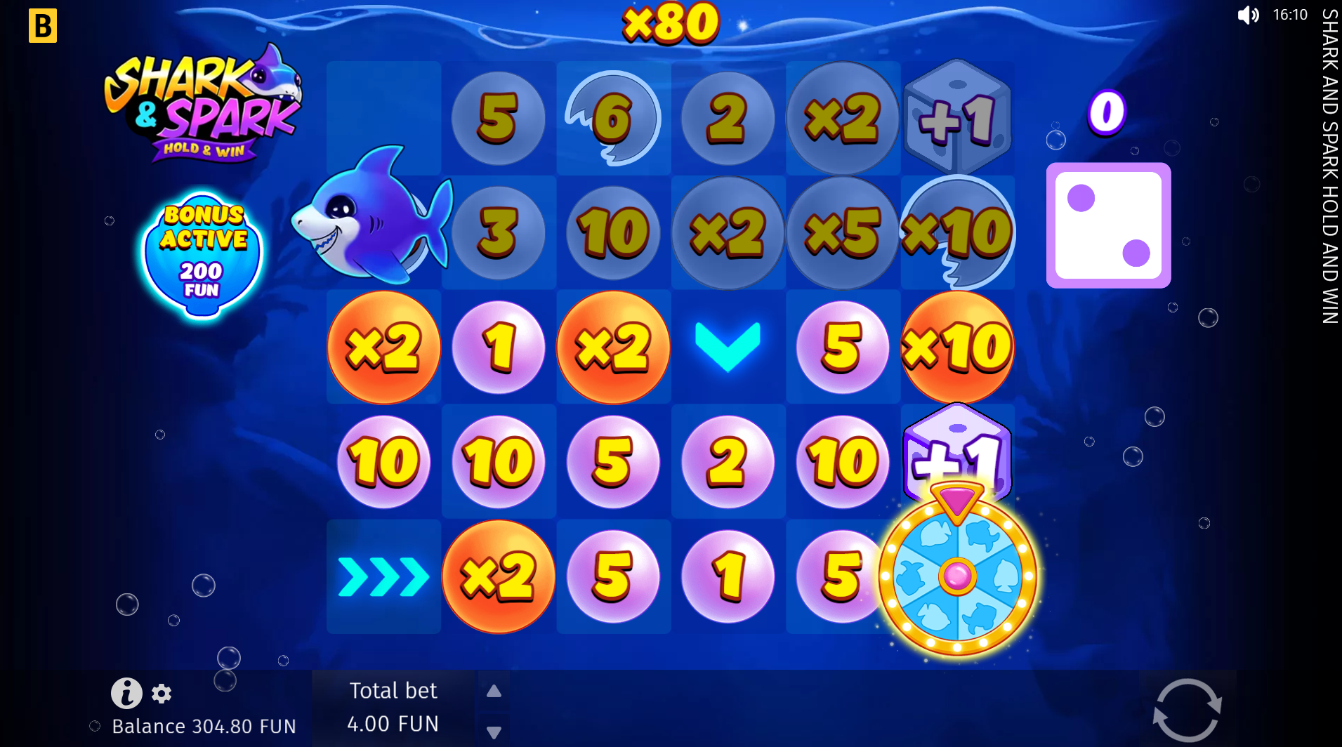 Shark and Spark Hold and Win Sharks and Ladders Bonus board game feature