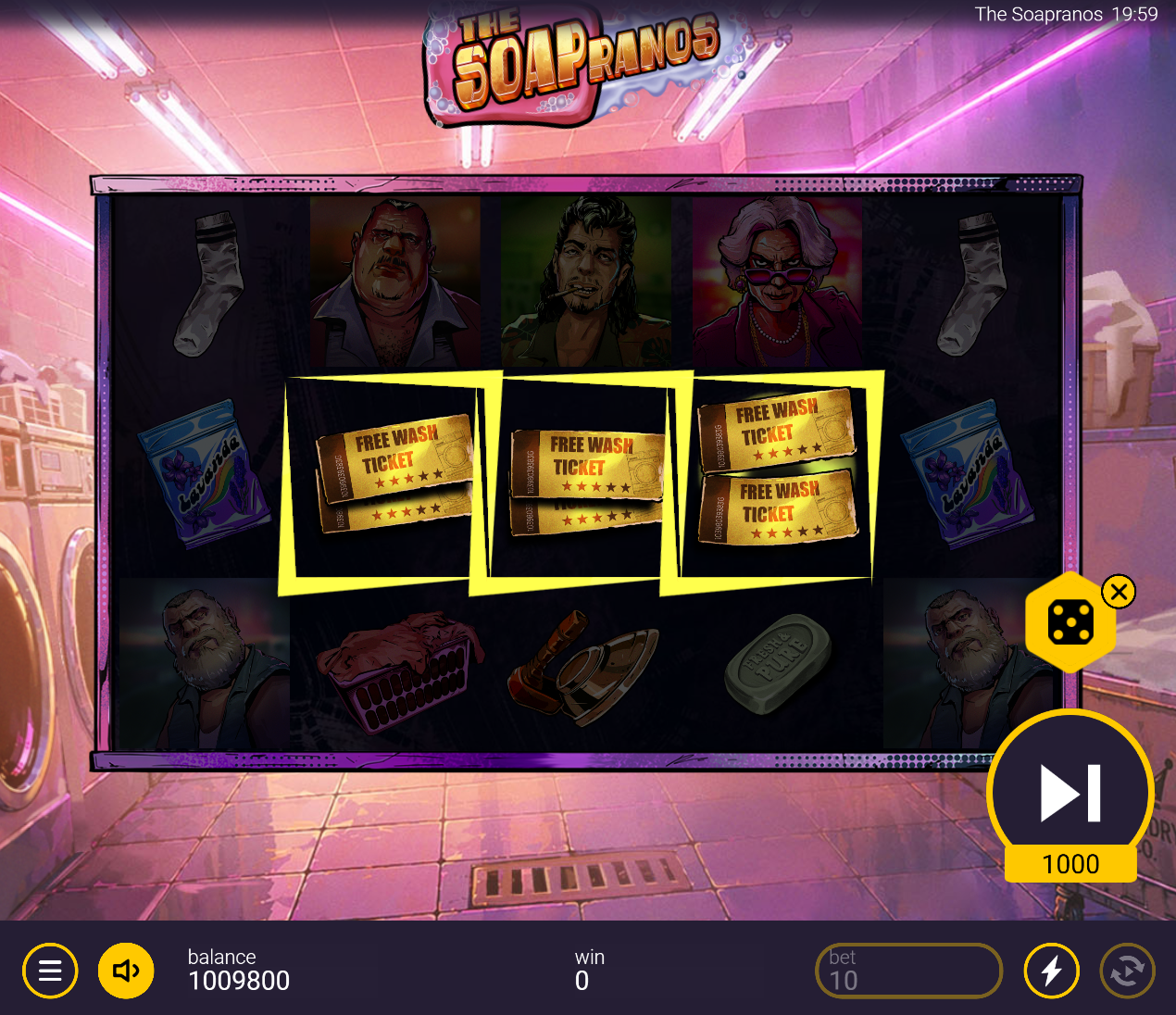 The Soapranos slot scatter symbols landing to trigger Free Spins