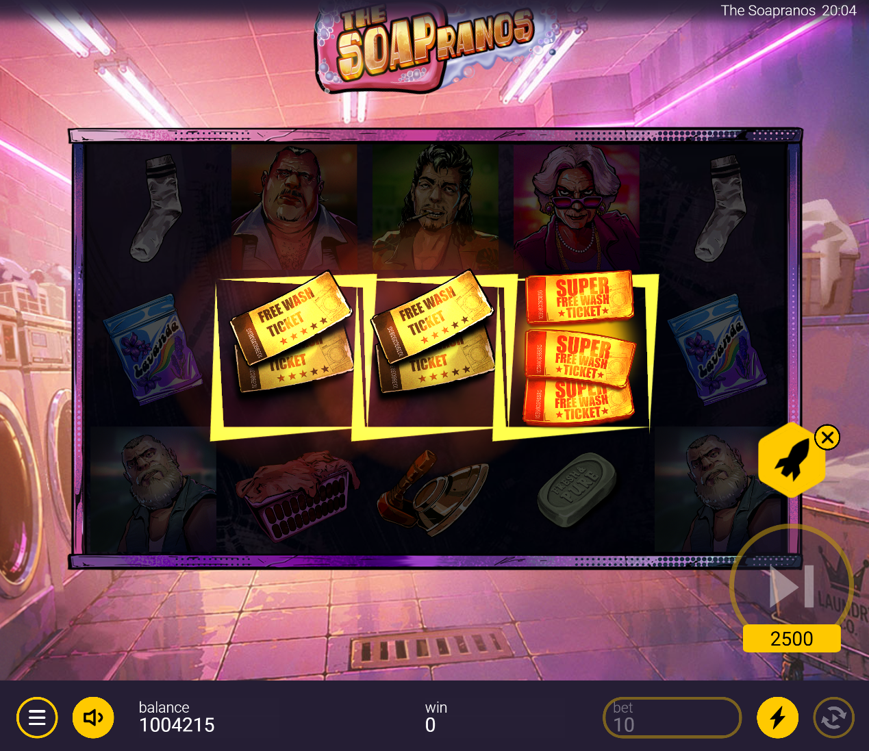 The Soapranos slot Super Free Spins mode with Enhanced and Blast Wilds only