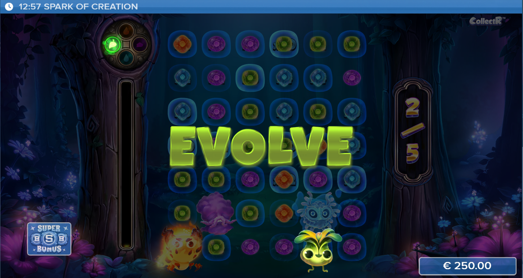 Spark of Creation super bonus with Evolve screen