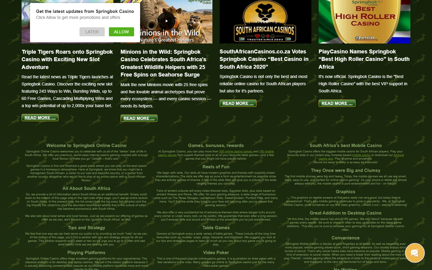 Springbok Casino Games