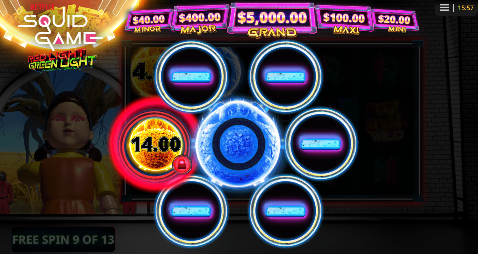 Squid Game: Red Light, Green Light Free Spins Respin mechanic