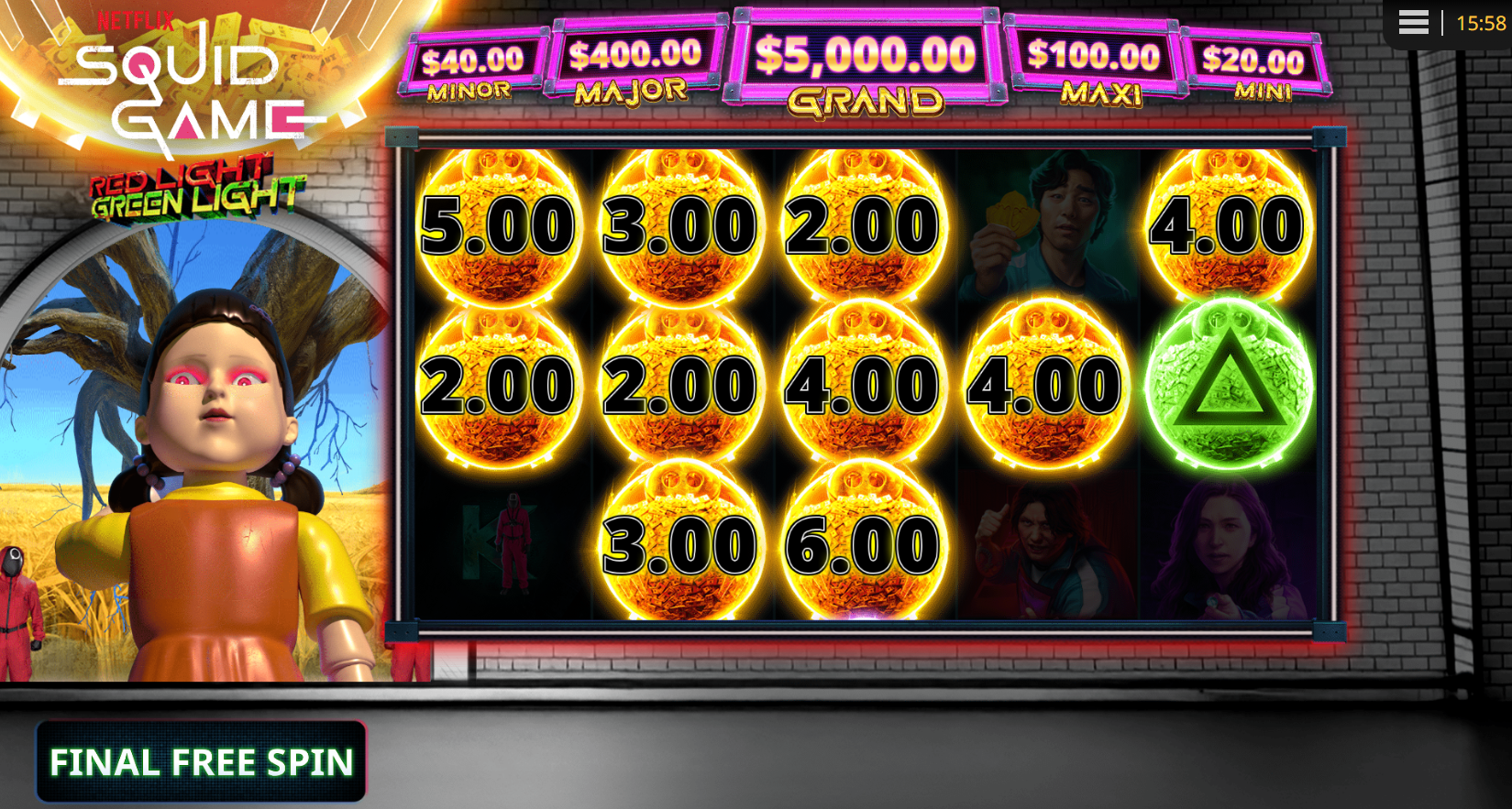 Squid Game: Red Light, Green Light big win during Free Spins