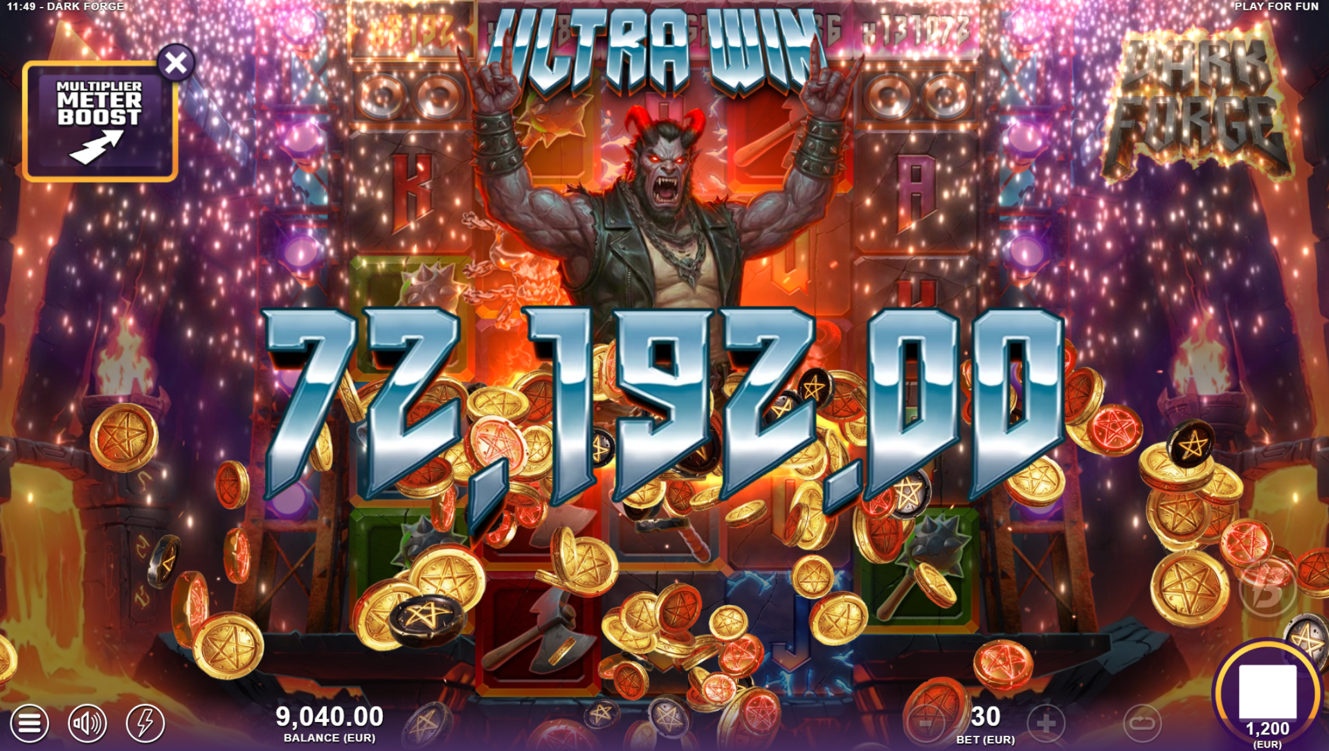 Dark Forge Storm Forge Multiplier Meter Boost feature buy at 40x stake