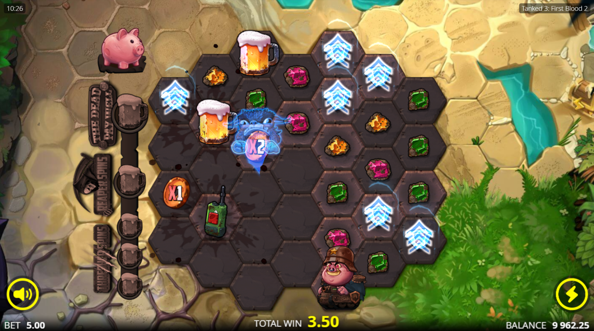 Tanked 3: First Blood 2 base game showing the expanding grid with four clan characters