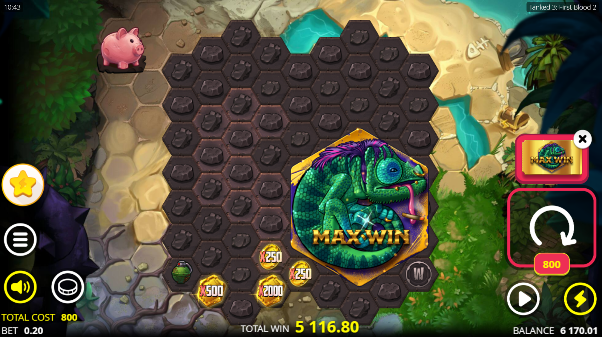 Tanked 3: First Blood 2 God Mode max win buy at 4000x stake