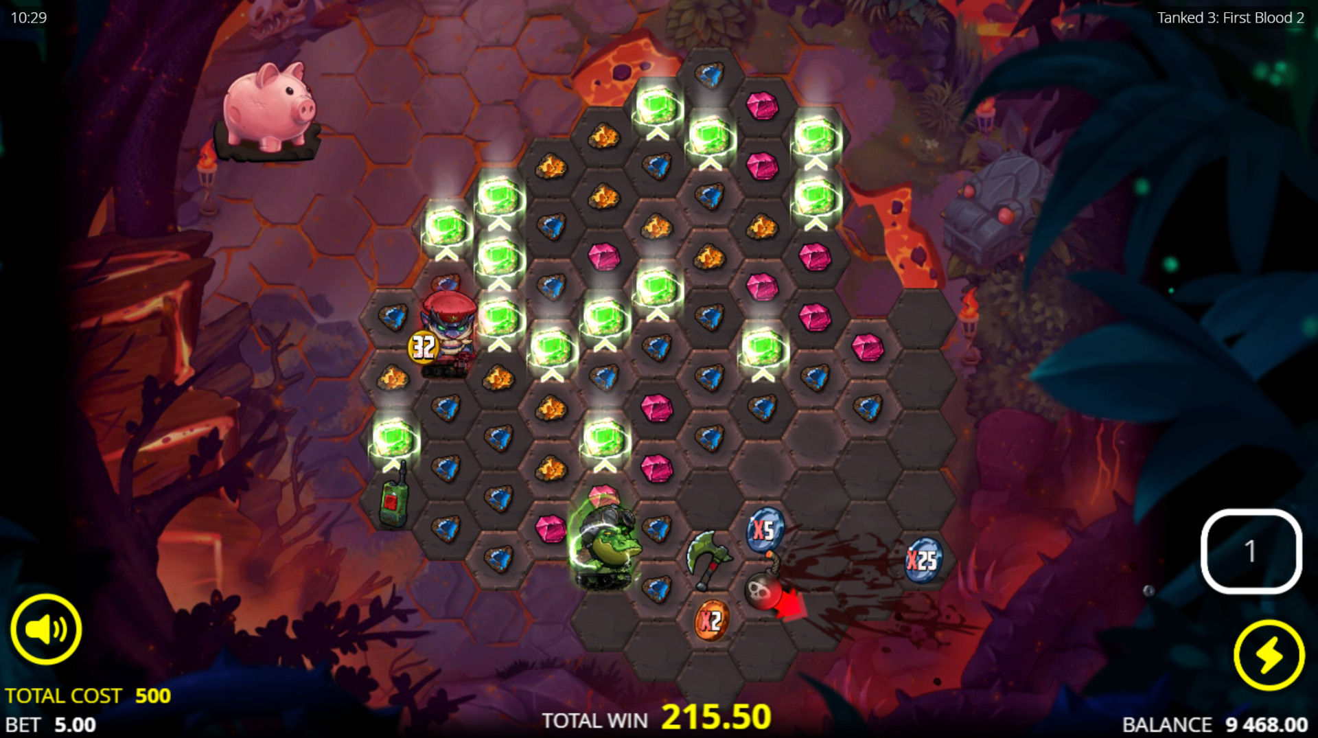 Tanked 3: First Blood 2 Thresher Spins free spins feature