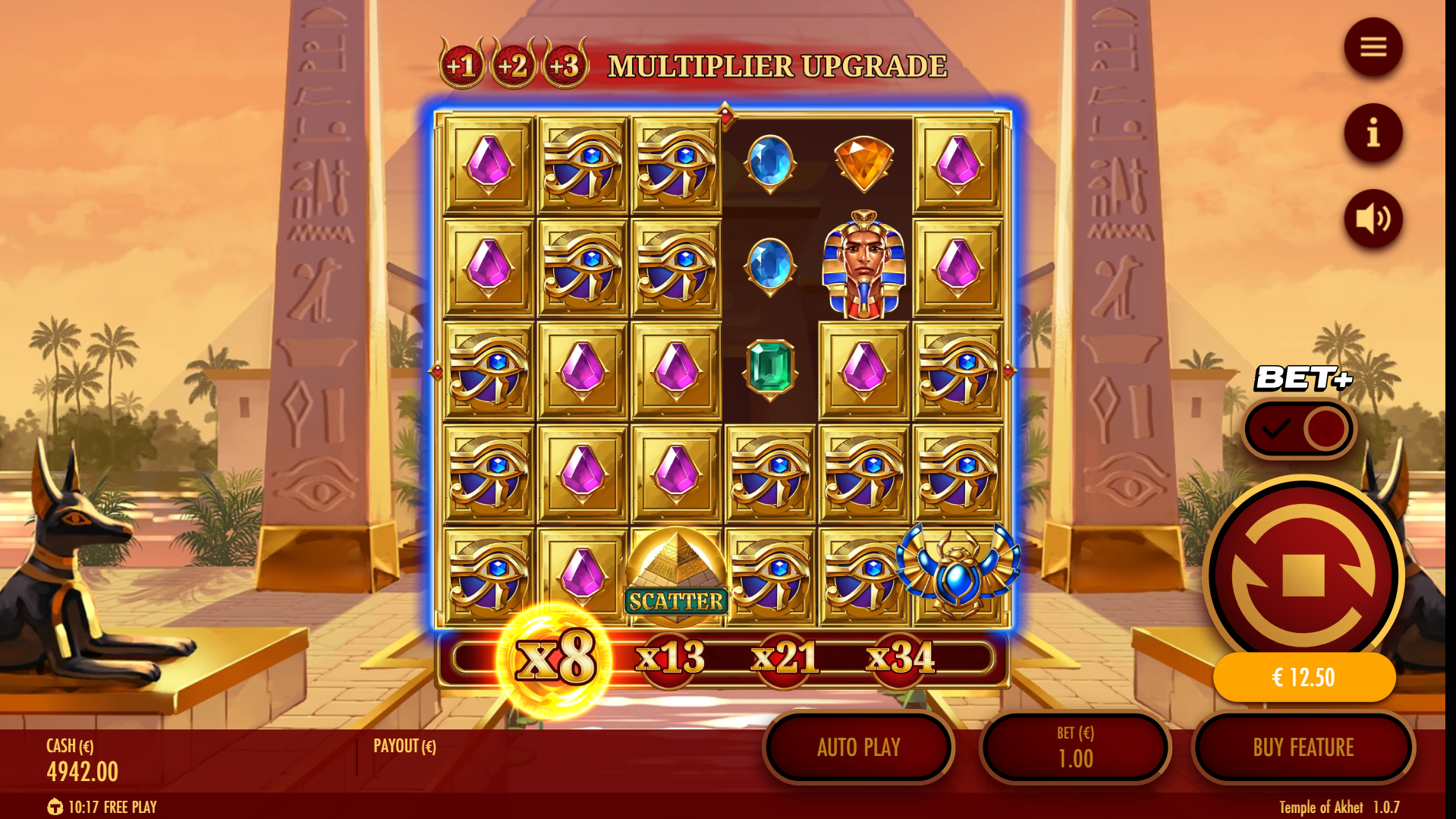 Temple of Akhet Multiplier Ladder increase mechanic
