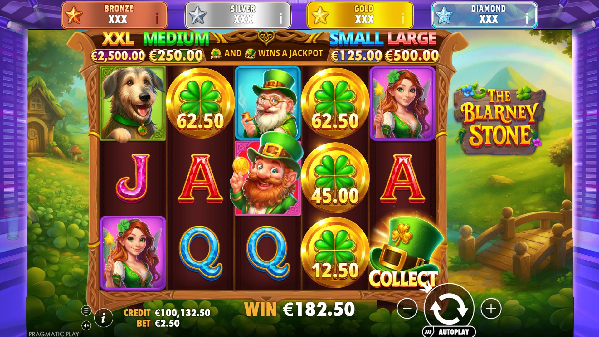 The Blarney Stone Money Collect mechanic with the leprechaun hat Collect symbol on reel 5