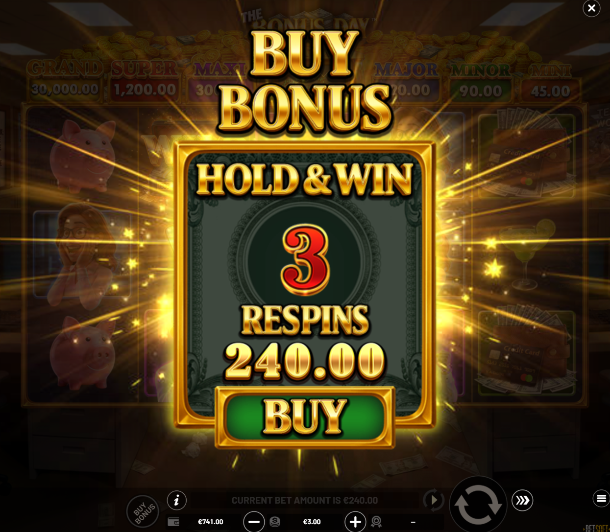 The Bonus Day Buy Bonus option screen