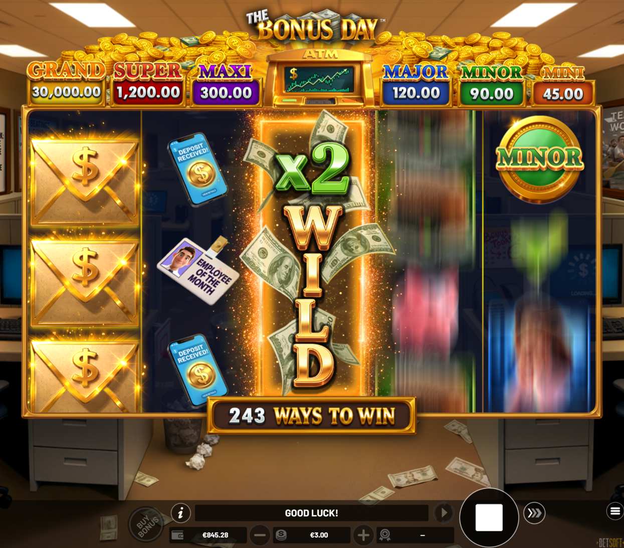 The Bonus Day Nudging Multiplier Wild Reel on reel 3