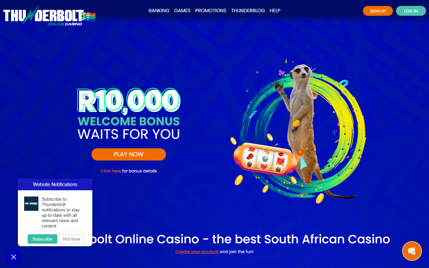 Thunderbolt Casino Homepage