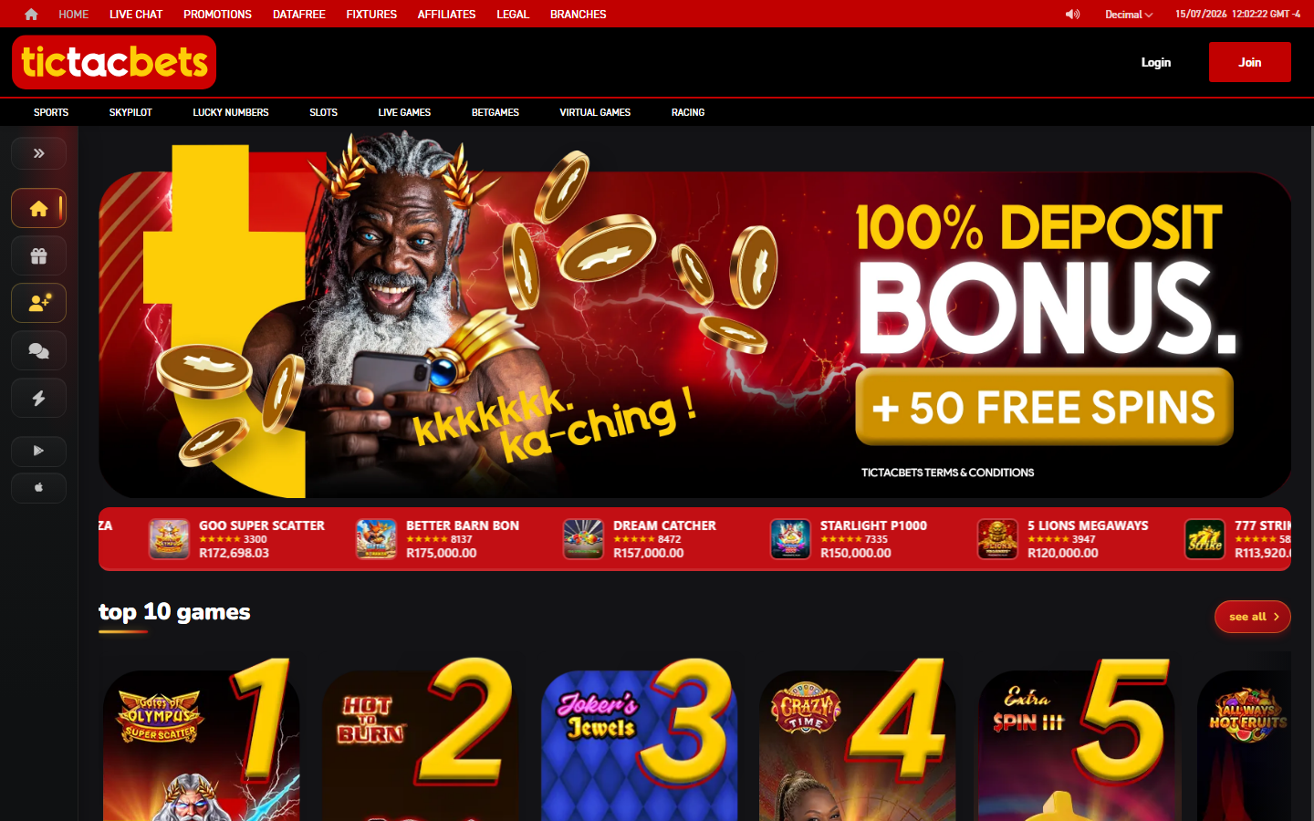 Tic Tac Bets Homepage