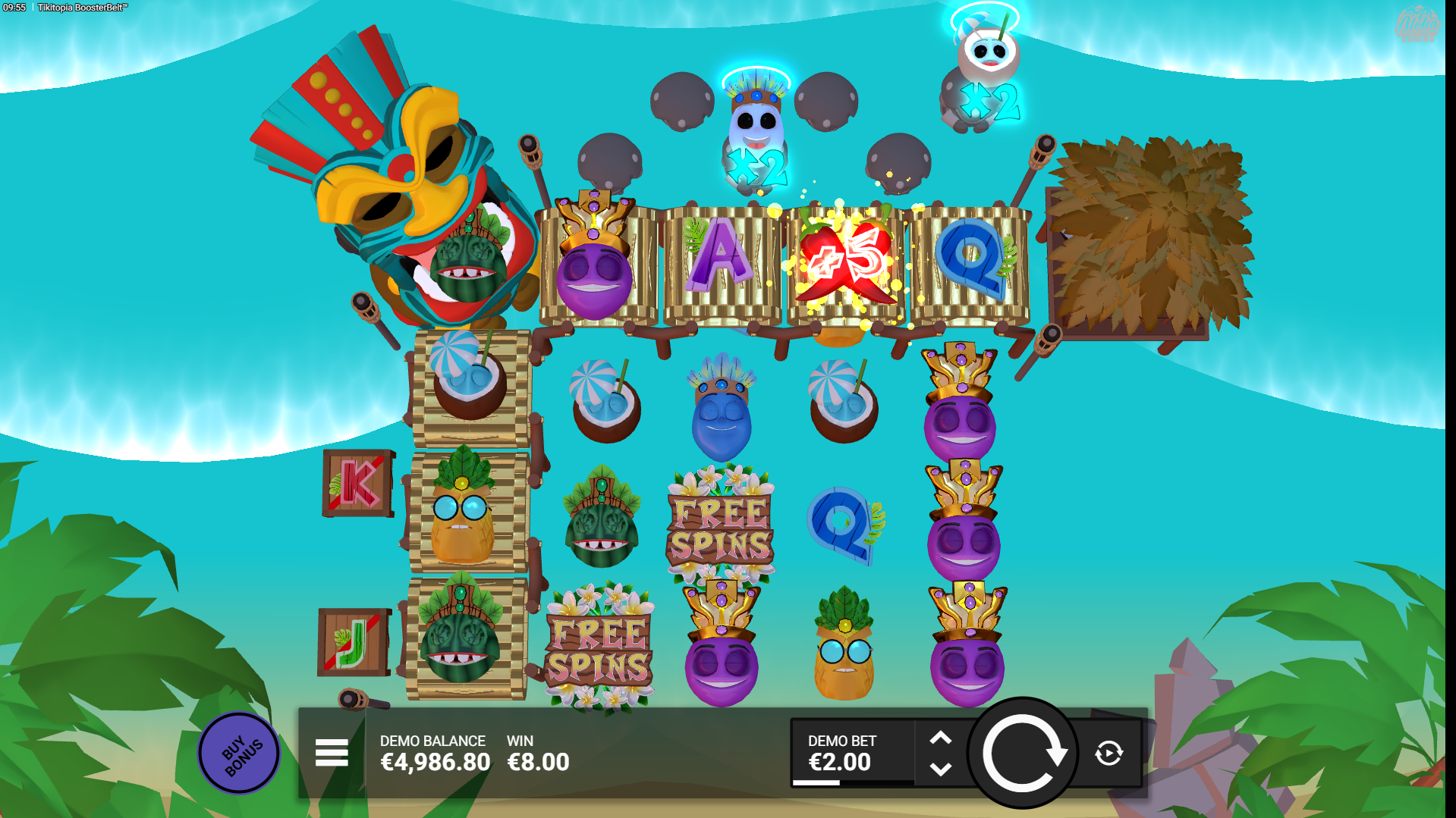Tikitopia BoosterBelt symbol multiplier feature in action