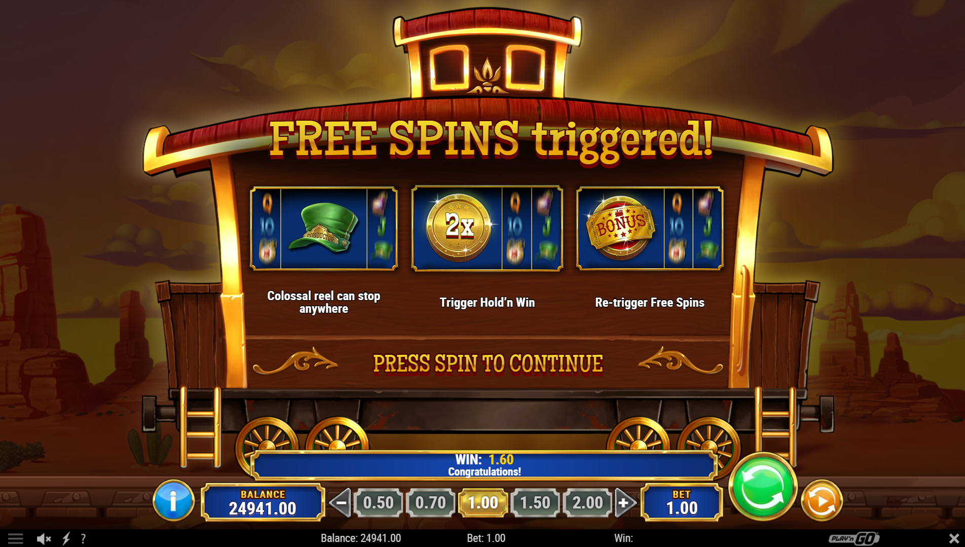 Track n' Gold Free Spins trigger with Bonus Scatter symbols