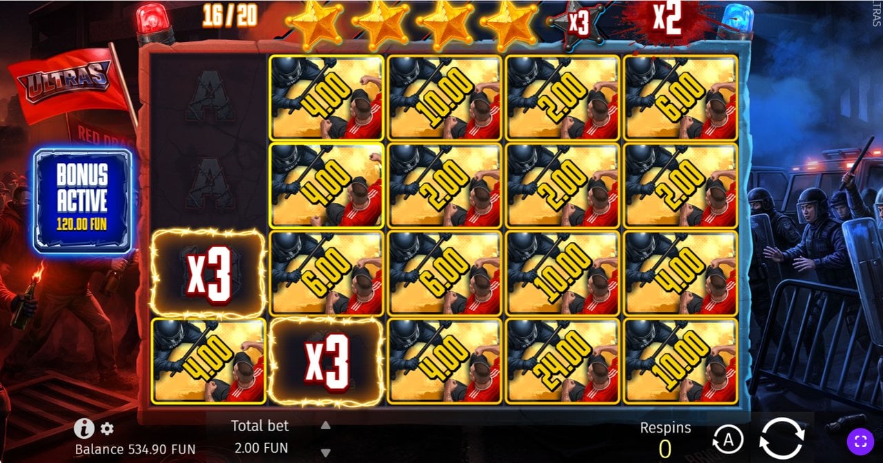 Ultras By BGaming big win screen