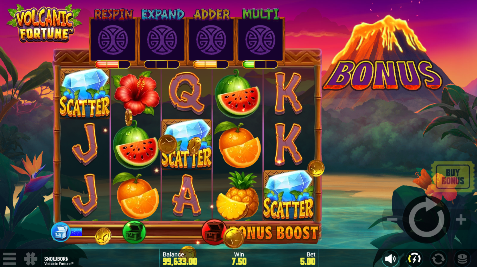 Volcanic Fortune scatter symbols on the reels