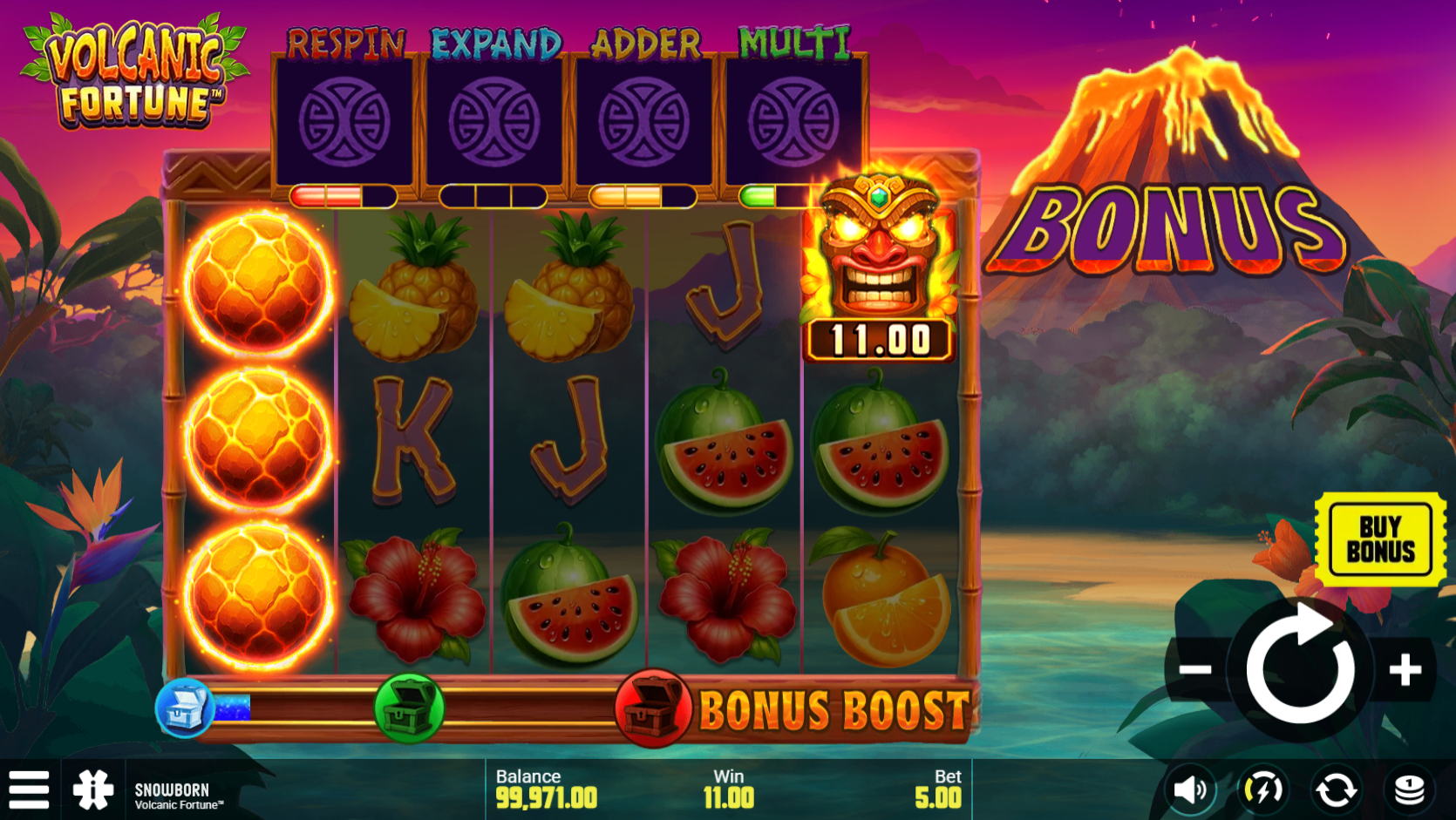 Volcanic Fortune win collect mechanic