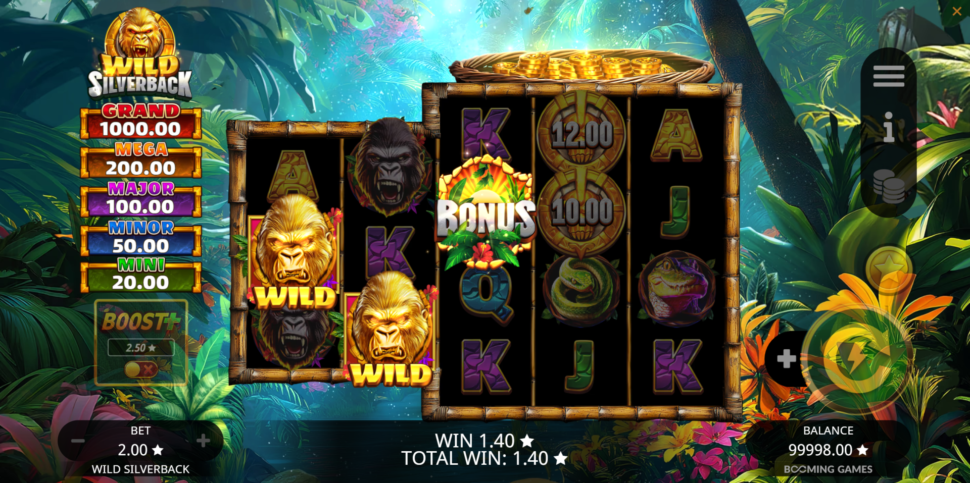 Wild Silverback slot bonus round screen